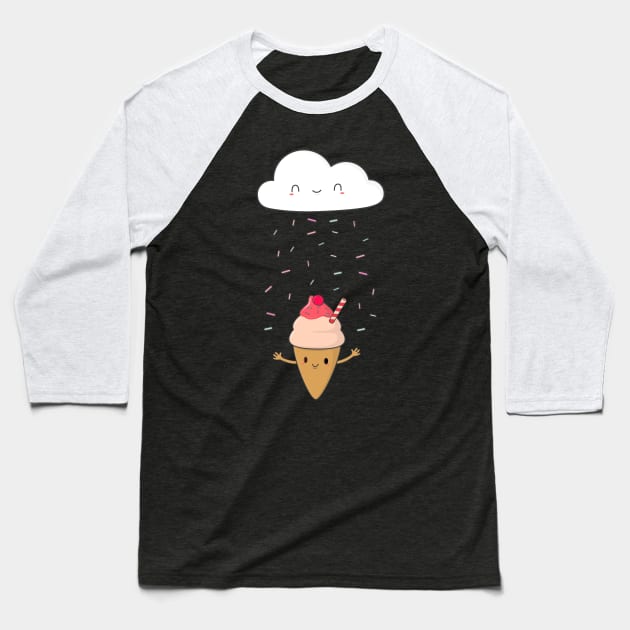 Ice Cream Candy Rain T-Shirt Baseball T-Shirt by happinessinatee